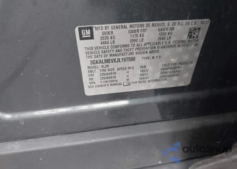 2018 GMC Terrain Sle z USA, uszkodzony, nr VIN 3GKALMEVXJL197596